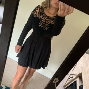Black Velvet Skater Dress